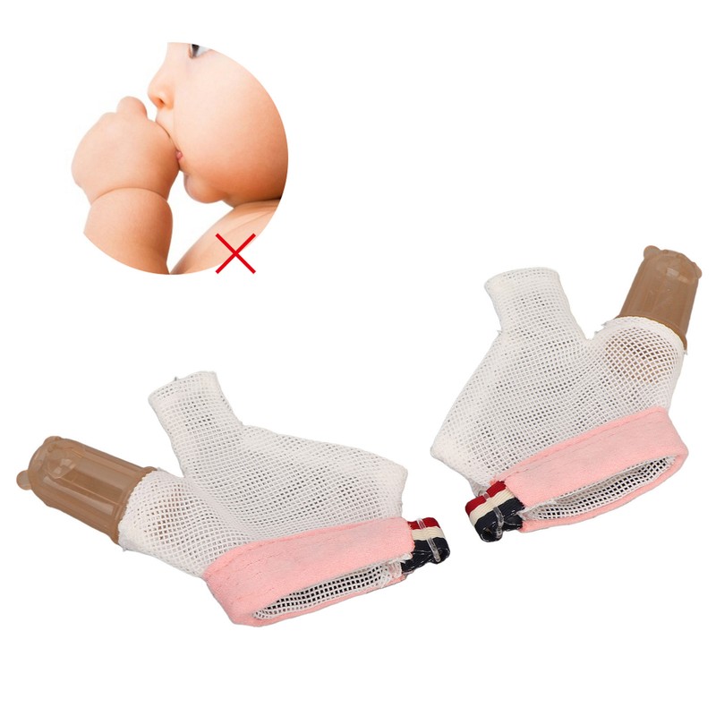 1 Pair Thumb Sucking Stop Glove Soft Adjustable with Buckle