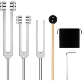 Tuning Forks for Healing 5 piece Set(128Hz, 256Hz, 512Hz), with Reflex Hammer & WrenchTuning Fork Medical, for Medical Sound Healing Tools, DNA Repair — Frequency Healing Devices