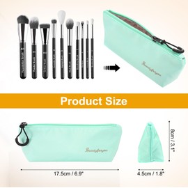 uxcell Makeup Brush Holder Bags, Small Travel Make Up Brush Cosmetics Pouch Pencil Organizer Bag for Home Office Travel Organization, Light Blue