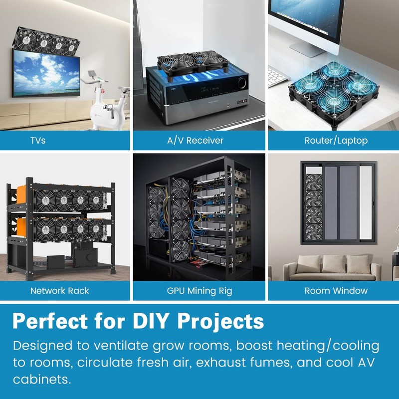 GDSTIME 4x120mm Powerful Computer Fans with AC Powered 100V 240V