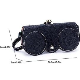 ZALUJMUS Soft PU Sunglasses Bag, Slim Portable Eyeglass Case Sunglasses Pouch with Lanyard, Anti-Scratch Soft PU Leather Sunglass Case Travel Glasses Case (Black+Brown)