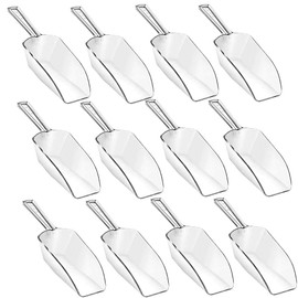 12 Pack Clear Acrylic Mini Scoops (5.5") – Flat Bottom Ice & Candy Scoop for Weddings, Dessert Buffets, Coffee, Protein Powder, Tea, and Party Displays