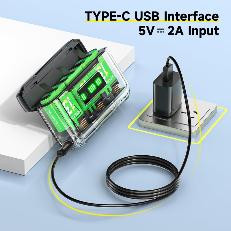 Enduro Battery Charger for GoPro Hero 13, Mission 1, Mission