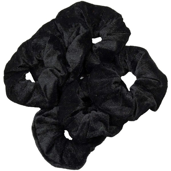 Kenz Laurenz Scrunchies for Hair - Velvet Hair Ties for Women Girls Elastics Ponytail Holder Girl Accessories Elastic Scrunchy Pack (Black)