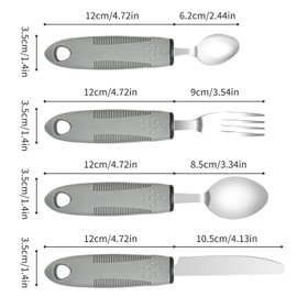Extra Wide Handles Easy Grip Cutlery Set of 4 Disability Aids,Chunky Handles, Corfort Grips Disability Ideal Dining aid for Elderly Disabled Arthritis Parkinson's Disease Tremors Sufferers
