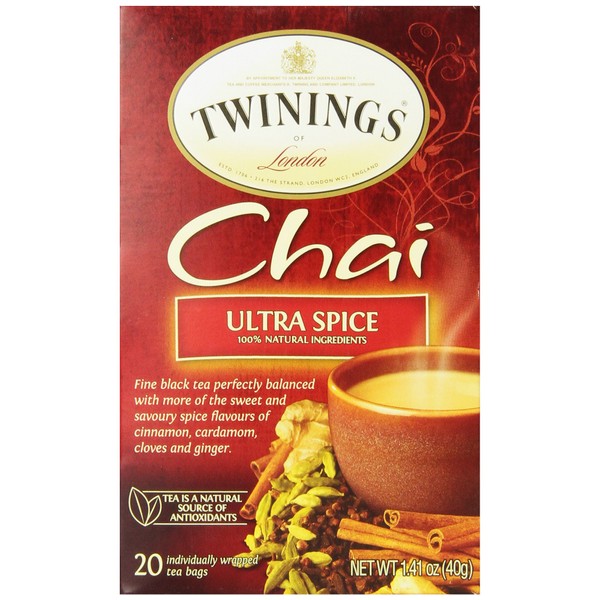 Twinings of London Ultra Spice Chai Tea Bags, 20 Count (Pack of 1)