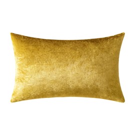 MIULEE Velvet Soft Decorative Square Throw Pillow Case Cushion Covers Pillowcases for Livingroom Sofa Bedroom with Invisible Zipper 12"x20" 1 Piece Gold Luxurious