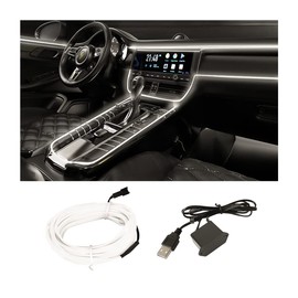 CGEAMDY Car LED Interior Lighting, Car Atmosphere Light Lamp, Soft DIY Refit Decorative Light, 500 cm Ambient Lighting Atmosphere Neon Light Strip Light (White)