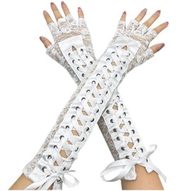 Specell Lace Fingerless Gloves Women, Fingerless Glove, Lace Glove, Wedding Glove, Lace Gloves Women, Fingerless Lace Glove,Bandage Satin Long Gloves Bridal Prom For Wedding Party Costume Accessories