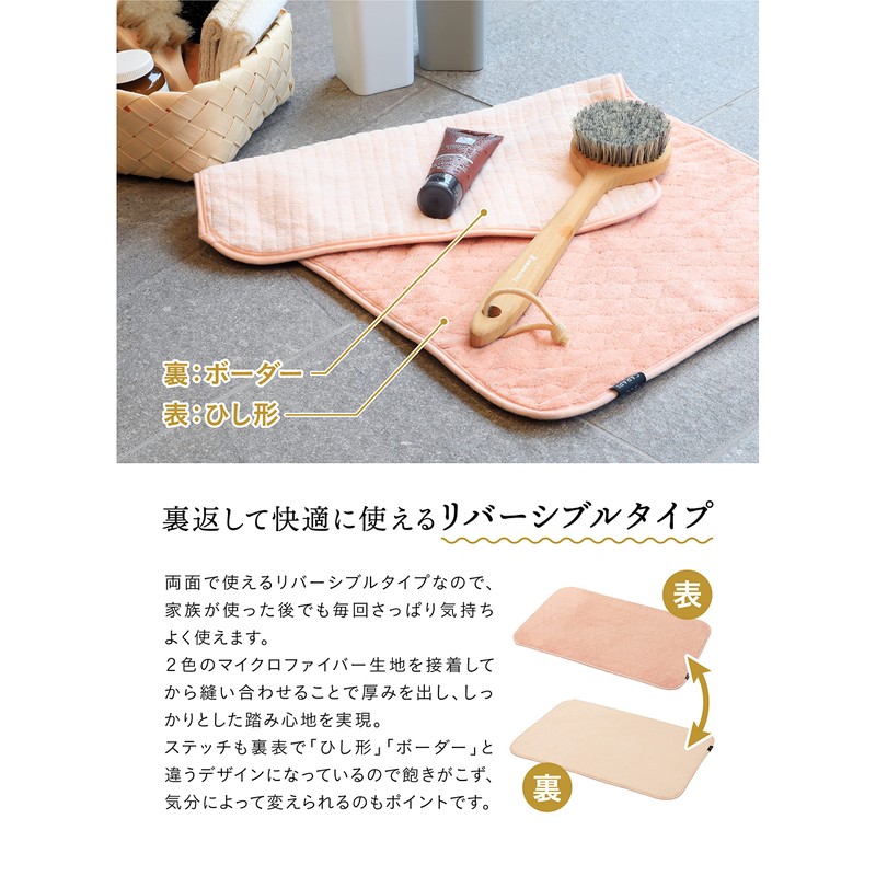 CBJAPAN Carari Bath Mat, Toweling Fabric, Absorbent, Microfiber, 23.6 x