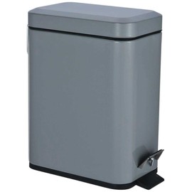 HOMION PEDAL BIN BATHROOM 5L SLIM RECTANGULAR REMOVABLE BUCKET WASTE DUST SLIMLINE EASY TO CLEAN 5 LITRE TOILET STAINLESS STEEL (Grey)