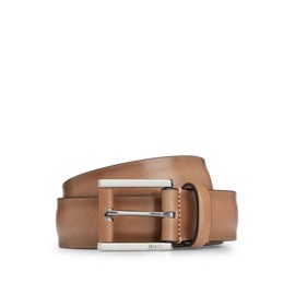 BOSS Men's T-Lino Sz35 Italian Leather Belt with Logo Engraving on Pin Buckle, Dark Beige251