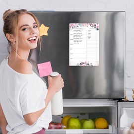 Fridge List Magnet Pad - Magnetic Refrigerator Meal Planner - Food Organizer Notepad with 52 Sheets with Magnets, Shopping List Notepad for Fidget