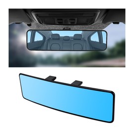 TNAIYH Car Rear View Mirror, 11.2" HD Clear Panoramic Convex Wide Angle Vehicle Rearview Mirror Extender to Reduce Blind Spot, Anti-Glare Clip-on Auto Interior Accessories, Universal Fit (Blue)