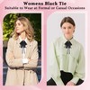 Luckyvestir Bow Ties for Women, Black Clip on Ties Bow