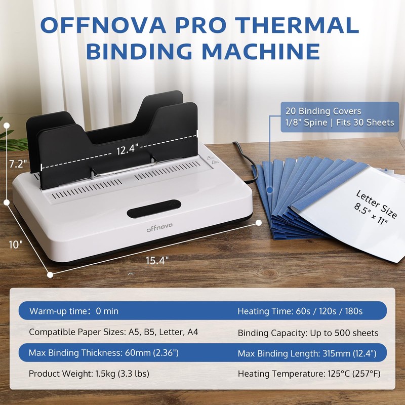 OFFNOVA Thermal Binding Machine 500 Sheets Capacity, No Preheat, Air