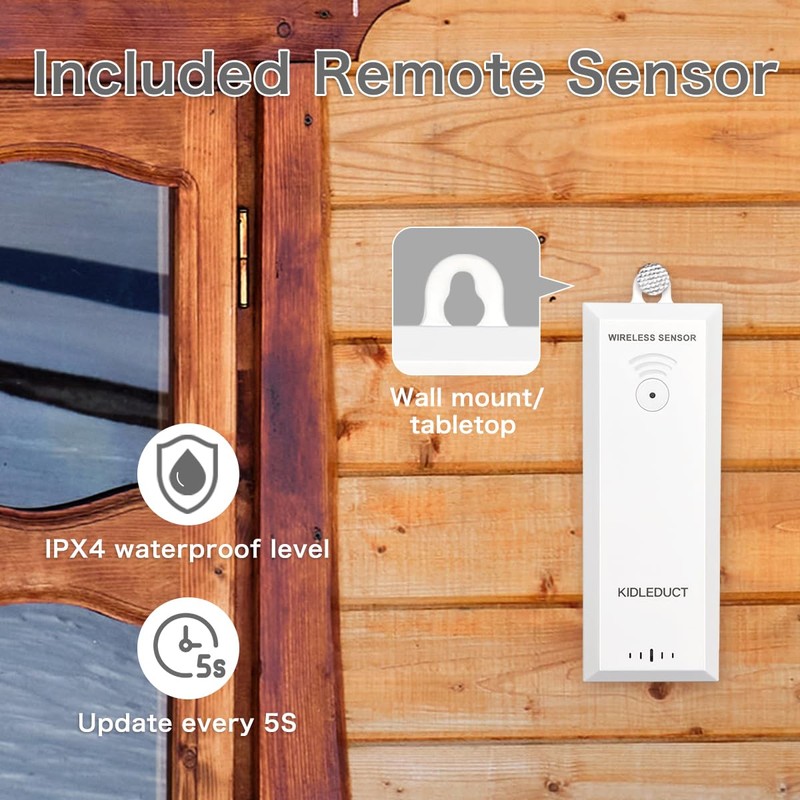 KIDLEDUCT Indoor Outdoor Thermometer Wireless Battery Powered, High Precision Inside