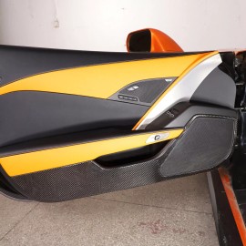 car-king888 Carbon Fiber Door Bottom Anti Kick Scratch Panel Trim For Corvette C7 2014-2019