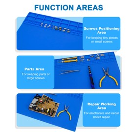 Extra Large Soldering Mat 23.7''x13.8'' 932°F Heat Resistant Silicone Repair Mat Non-Slip Large Workbench Mat for Soldering Iron, Electronic, Phone, Laptop Repair (Blue)
