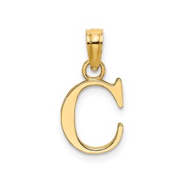 Jewelry Affairs Solid 14K Gold Polished Block Initial Letter Pendant (Letter C)