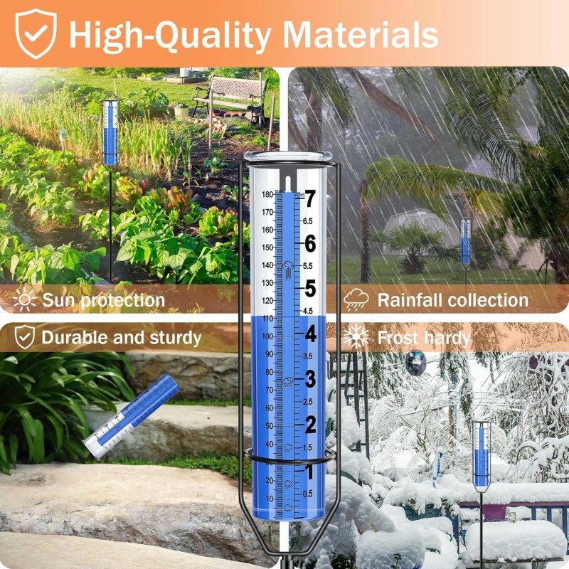 Brand: WANTELFOR Rain Gauge Outdoor,7" Large Plastic Gauges Outdoors Best...