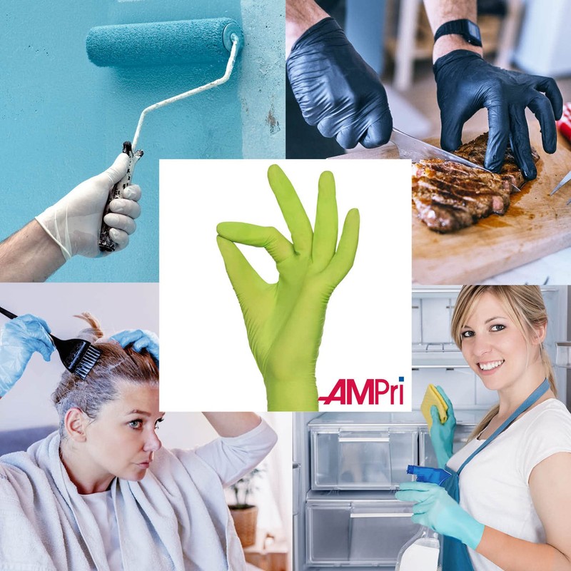 Med-Comfort Apple Nitrile Gloves, Apple Green, Size L, Powder-Free, Nitrile