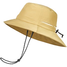 Sukeen Unisex Waterproof Breathable Bucket Hat with Chin Strap Quick Dry Packable Boonie Sun Hat Safari Hat UV Protection for Travel Fishing Gardening Khaki, Khaki, One Size