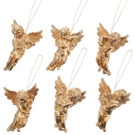 PRETYZOOM 24 Piezas de Navidad Colgante ángel Dorado ángel niño con Instrumentos Musicales de plástico para árbol de Navidad para Regalo de Fiesta de Navidad