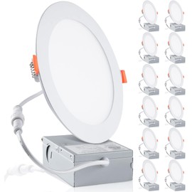 Meccein12 Pack 4 inch led recessed Light, 4 inch LED Recessed Ceiling Light with Junction Box, 800LM Brightness Recessed Lighting,Ceiling Light LED Downlight, 12W&FCC (5000K, 4Inch-12Pack)