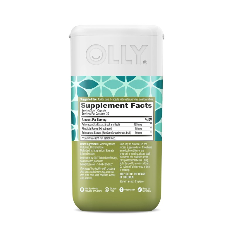 OLLY Chill Adaptogen, Ashwagandha, Mood Support Supplement with Rhodiola Root,
