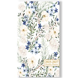 2025-2027 Mini Pocket Planner – July 2025 to June 2027, 3.5" x 6.5" Saddle-Stitched Monthly Calendar with Notes Pages – Compact Organizer for Purse, Office & Travel,Crushed Flower