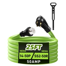 50 Amp Generator Cord 4 Prong 25FT, 125/250V 12500W Generator Cable, NEMA 14-50P/SS2-50R Twist Lock Connector, 10 Gauge SJTW Generator Extension Cord Heavy Duty, ETL Listed