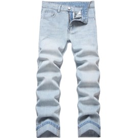 Lanscadran Boy's Light Blue Straight Fit Fashion Denim Jeans,L0362,16