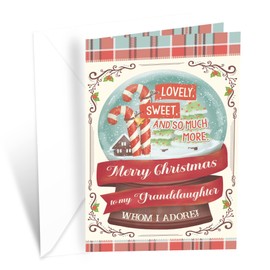 Christmas Card For Granddaughter, Prime Greetings, Made in America, Eco-Friendly, Thick Card Stock with Premium Envelope 5in x 7.75in, Packaged in Protective Mailer