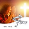 Faith Ring 925 Sterling Silver Cross Faith Opal Adjustable Spoon