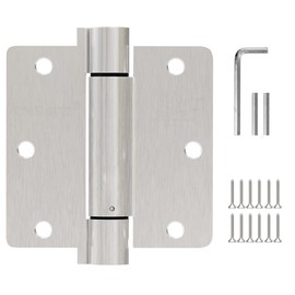 2 Pack Self Closing Door Hinges 3.5 inch Satin Nickel Door Hinges Spring Loaded Auto Close Hinges 1/4'' Radius Corners Adjustable Tension for Interior Door 3 1/2 Auto Self-Closing Hinge