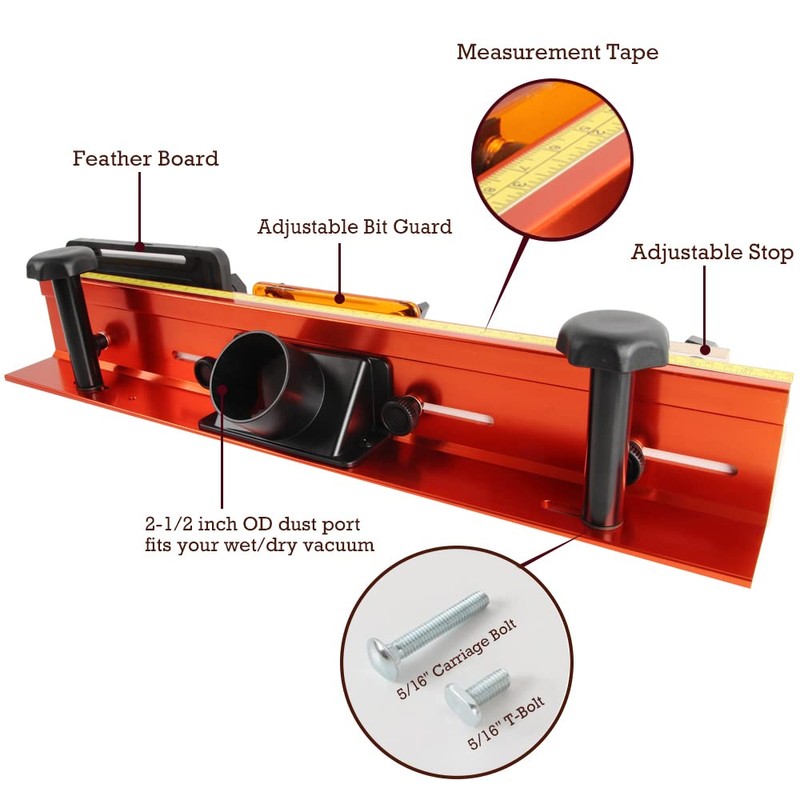 O'SKOOL 32 Inches Long Router Table Fence System with Feather