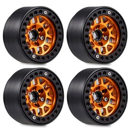 4PCS 1.9 Metal Beadlock Wheel Hub Rim for 1/10 RC Crawler Axial SCX10 90046 AXI03007 TRX4 RedCat D90,Orange