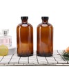 2pcs 16oz Amber Glass Boston Round Bottles with Air Tight