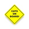 CATS ON BOARD WARNING SAFETY BUMPER STICKER Yellow Sign Car