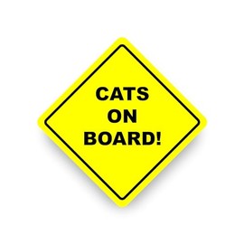 CATS ON BOARD WARNING SAFETY BUMPER STICKER Yellow Sign Car Vinyl vehicle