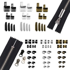 Zipper Slider Repair Kit - 60pcs Universal Zippers Replacement Insertion 4 Sizes Zipper Latch Retainer for DIY Sewing Jacket Coat Handbag