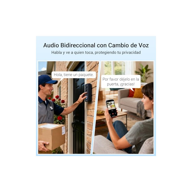 vantisan Timbre con Camara para Exterior con Head-to-Toe View, 2K