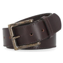 Colonial Belt Company Men's Made in The USA Casual Leather Jean Belt, Dark Brown (Edge Stitch), 38