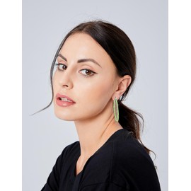Light Lime Green Hoop Earrings, Peridot Earring ARSKRO 2 Inch 50mm Large Hypoallergenic Stainless Steel Crystal Fashion Jewelry Gifts for Women Ladies Sensitive Ears