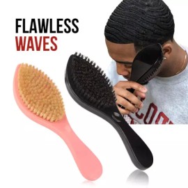 남성용 360 곡선 웨이브 브러쉬 중간 강도 손바닥 헤어 플랫 브리슬 [PINK] Men's 360 Curve Wave Brush Medium Strength Palm Hair Flat Bristle [PINK]