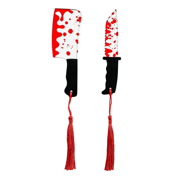 2pcs Halloween Bookmarks Set, Blood Splatter Knife Bookmarks Acrylic Book