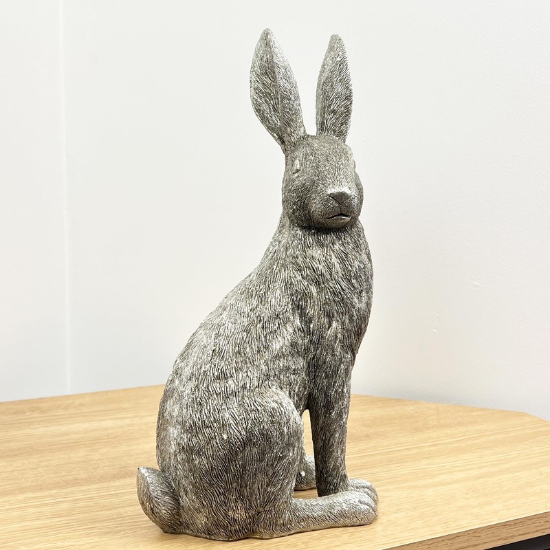 Alfie Francis 35cm Tall Large Silver Hare Ornament Sculpture Statue