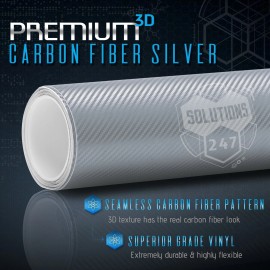 Premium Top Grade Real Sheet Overlay 60"x60" Inch Vinyl Wrap Bubble Free Air Release - 3D Silver Carbon Fiber Matte