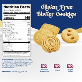 ChocZero Keto Butter Cookies - Sugar Free Danish Shortbread Gift - Gluten Free, Low Carb (1 tin, 12 oz)